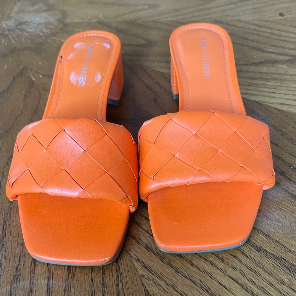 Marc Fisher Bright Orange Woven Mules